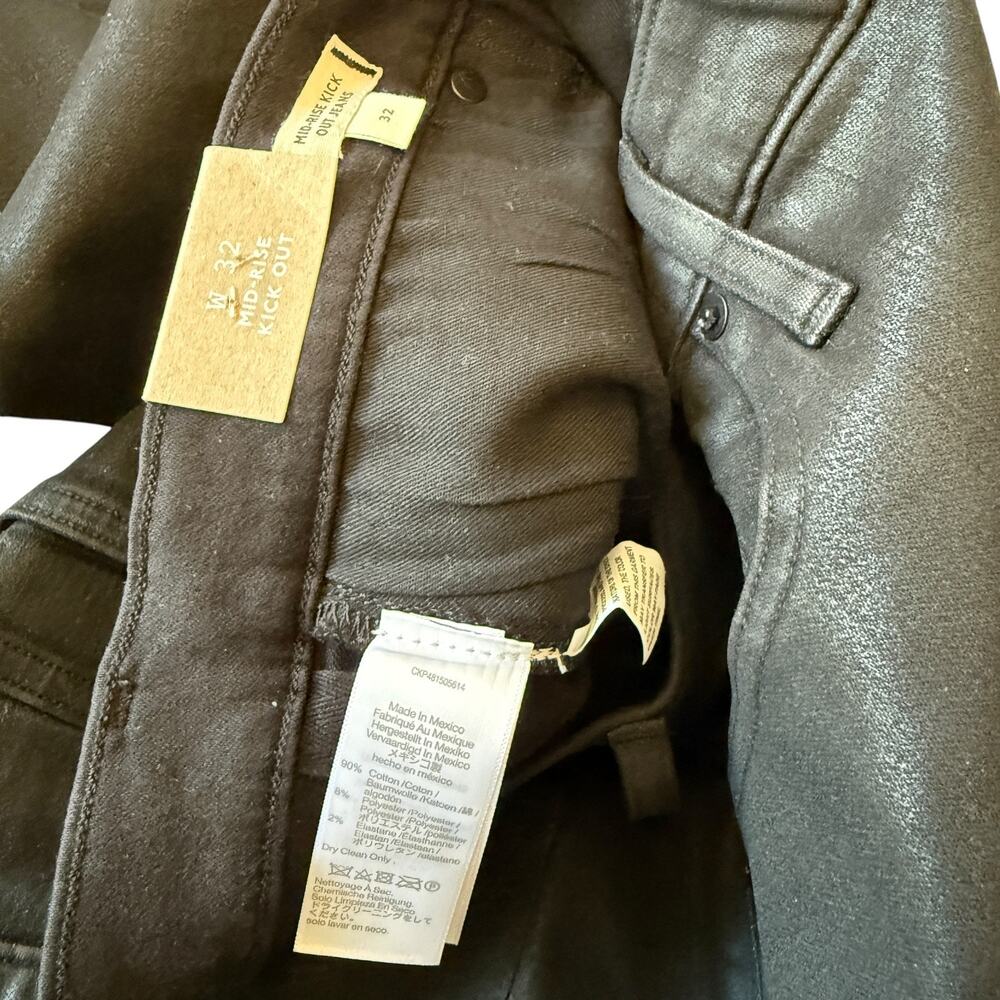 madewell kick out crop jeans in true black wash: coated edition nn472 size 32 - Picture 6 of 7